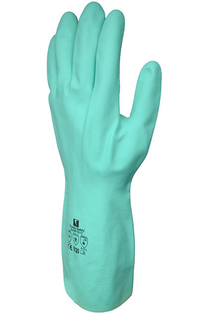 Chemical Gloves Green Colour Flocklined Nitrile GVNF1513