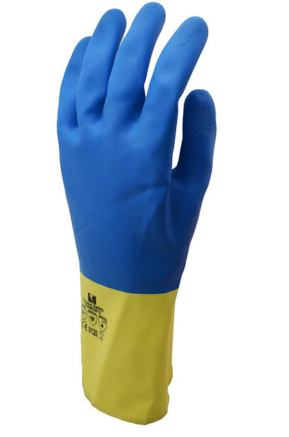 Chemical Gloves Bi-Colour Neoprene Blend Over Natural Rubber Flocklined GVNE2812