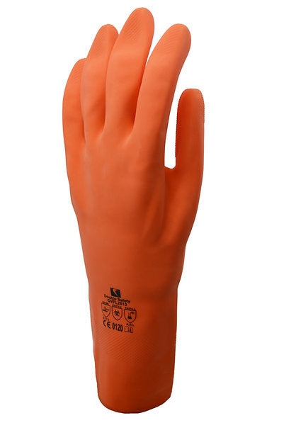Chemical Gloves Heavy Duty Flocklined Natural Rubber GVFL2813