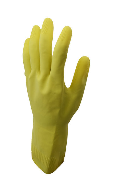 Chemical Gloves Yellow Colour Light Weight Flocklined Natural Rubber GVFL2001