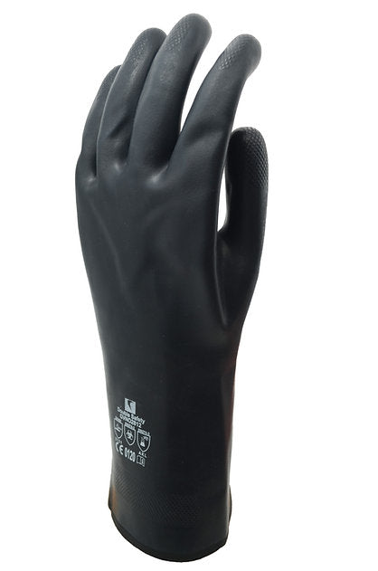 Chemical Gloves Black Colour Heavy Duty Flocklined Neoprene GVNO2812